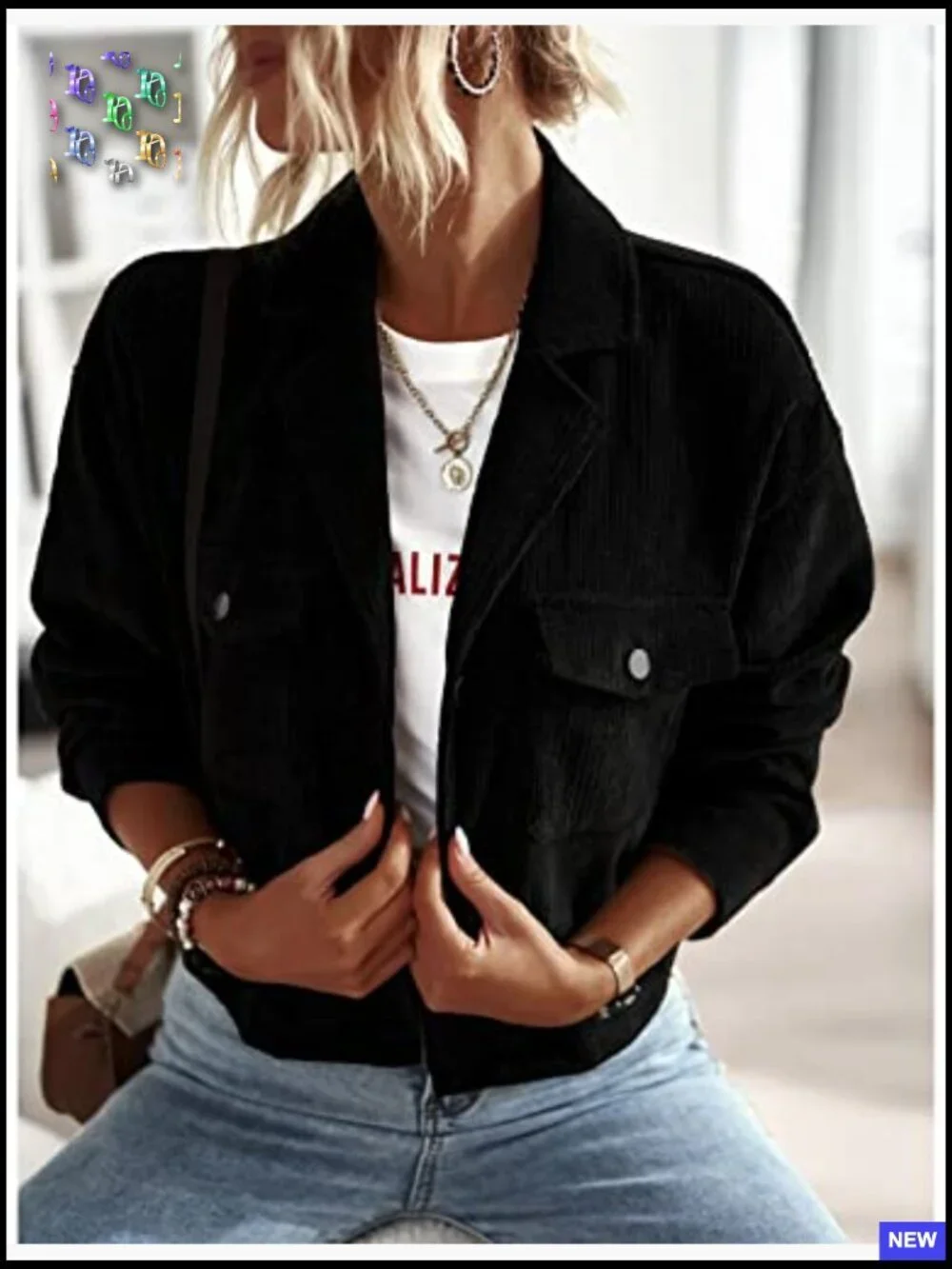 Casual Corduroy Jacket Crop Button Down Shacket Trendy Y2K Relaxed Fit Blazer